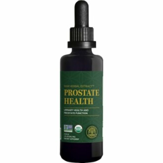 Prostate health supplement bottle with dropper.